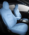 Tesla Model Y Fully Custom Snug Premium Vegan Leather Seat Covers Exact Fit ApexModz Car Seat Covers Baby Blue Vegan Leather 5 Seats Premium Vegan Leather Seat Covers For Tesla Model Y 2020-2024