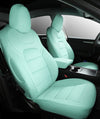 Tesla Model Y Fully Custom Snug Premium Vegan Leather Seat Covers Exact Fit ApexModz Car Seat Covers Mint Vegan Leather 5 Seats Premium Vegan Leather Seat Covers For Tesla Model Y 2020-2024