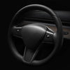 ApexModz Real Carbon Fiber Products 3Pcs Real Molded Gloss Carbon Fiber Steering Wheel Overlay Trims for Tesla Model Y 2020-2024