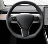ApexModz Real Carbon Fiber Products 3Pcs Real Molded Gloss Carbon Fiber Steering Wheel Overlay Trims for Tesla Model Y 2020-2024