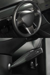 ApexModz Real Carbon Fiber Products Real Molded Carbon Fiber Wiper and Driving Shift Switch Overlay Covers for Tesla Model Y 2020-2024