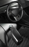 ApexModz Real Carbon Fiber Products Real Molded Carbon Fiber Wiper and Driving Shift Switch Overlay Covers for Tesla Model Y 2020-2024