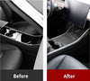 ApexModz Real Carbon Fiber Products Real Molded Gloss Carbon Fiber Center Console Overlay Kit for Tesla Model Y 2020