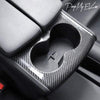 ApexModz Real Carbon Fiber Products Real Molded Gloss Carbon Fiber Cup Holder and Rear Panel Trims For Tesla Model X 2015-2021