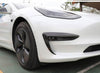 Tesla Model 3 2017-2023 Real Molded Gloss Carbon fiber Fog Light Eye-lids Canards ApexModz Real Carbon Fiber Products Real Molded Gloss Carbon Fiber Fog Light Canards for Tesla Model 3 2017-2023
