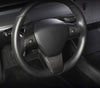 ApexModz Real Carbon Fiber Products Real Molded Gloss Carbon Fiber Steering Wheel Overlay 1pc for Tesla Model Y 2020-2024
