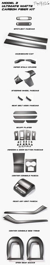 ApexModz Real Carbon Fiber Products Ultimate Real Molded Carbon Fiber Upgrade Bundle Kit For Tesla Model 3 Matte 2017-2020